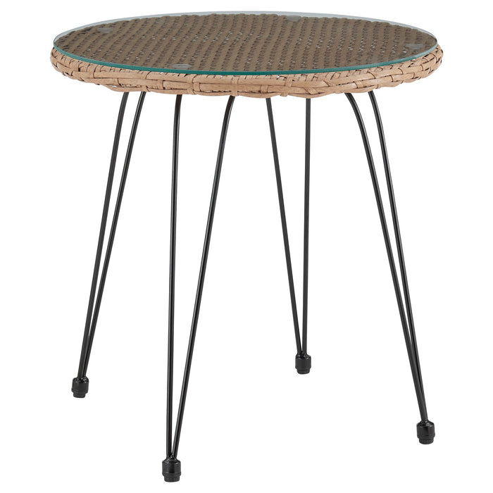 Manhattan Comfort Antibes 1.0 Steel Rattan 3-Piece Patio Conversation Set - Cream