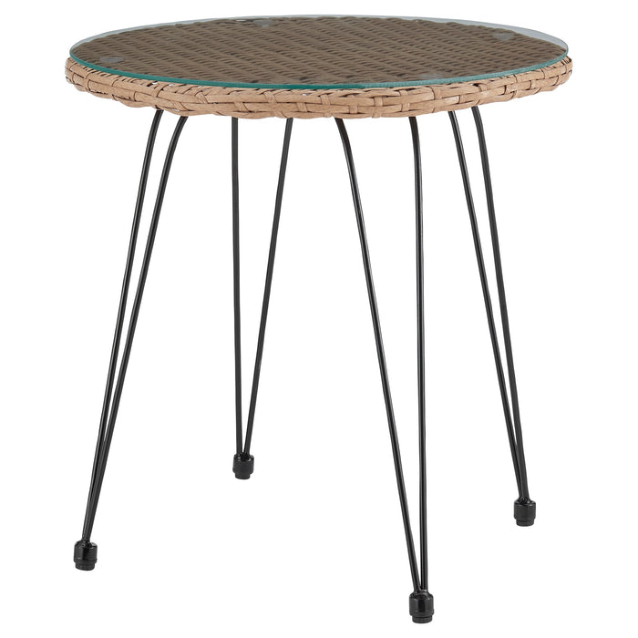 Manhattan Comfort Antibes 1.0 Steel Rattan 3-Piece Patio Conversation Set - Cream