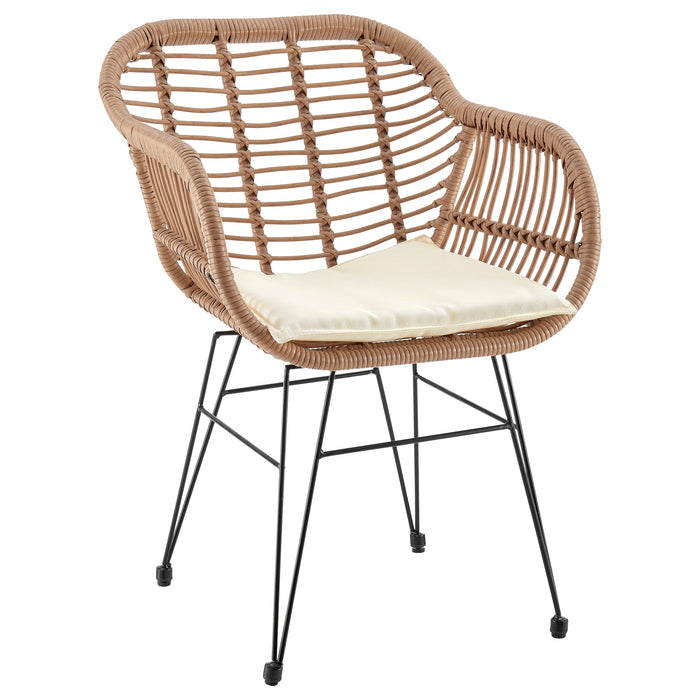 Manhattan Comfort Antibes 1.0 Steel Rattan 3-Piece Patio Conversation Set - Cream