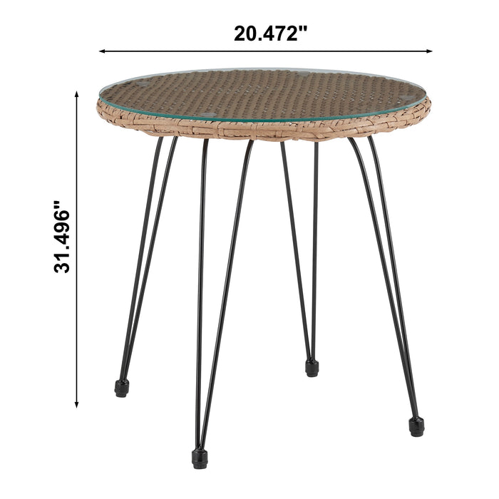 Manhattan Comfort Antibes 1.0 Steel Rattan 3-Piece Patio Conversation Set - Grey