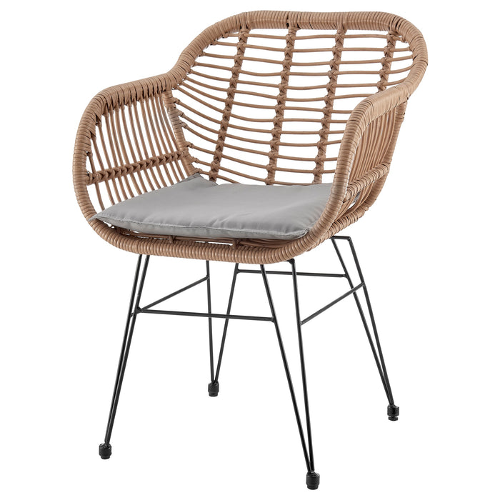 Manhattan Comfort Antibes 1.0 Steel Rattan 3-Piece Patio Conversation Set - Grey