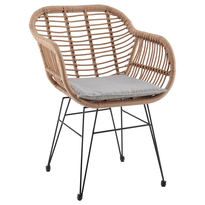 Manhattan Comfort Antibes 1.0 Steel Rattan 3-Piece Patio Conversation Set - Grey