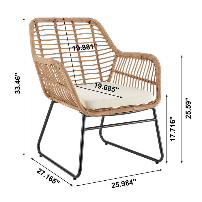 Manhattan Comfort Antibes 2.0 Steel Rattan 4-Piece Patio Conversation Set - Cream