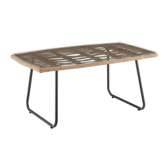 Manhattan Comfort Antibes 2.0 Steel Rattan 4-Piece Patio Conversation Set - Cream