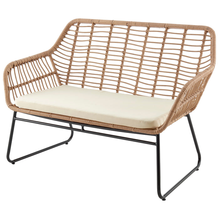 Manhattan Comfort Antibes 2.0 Steel Rattan 4-Piece Patio Conversation Set - Cream