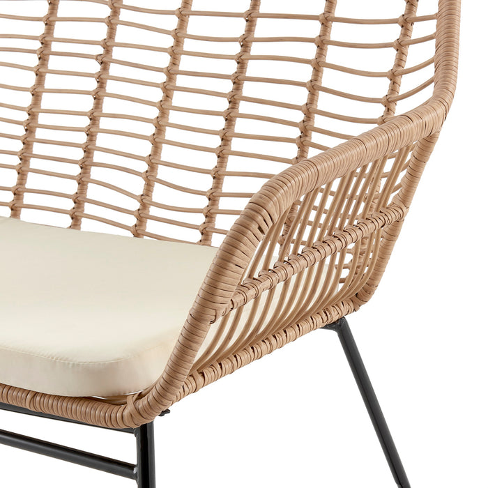 Manhattan Comfort Antibes 2.0 Steel Rattan 4-Piece Patio Conversation Set - Cream