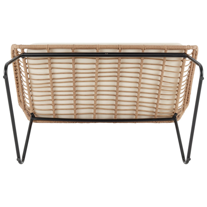 Manhattan Comfort Antibes 2.0 Steel Rattan 4-Piece Patio Conversation Set - Cream