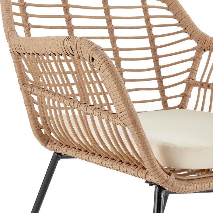 Manhattan Comfort Antibes 2.0 Steel Rattan 4-Piece Patio Conversation Set - Cream