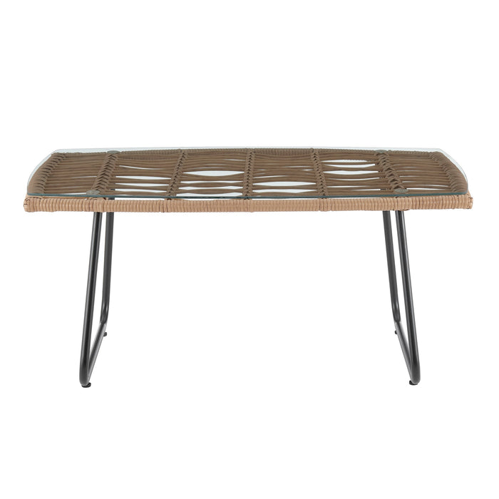 Manhattan Comfort Antibes 2.0 Steel Rattan 4-Piece Patio Conversation Set - Cream