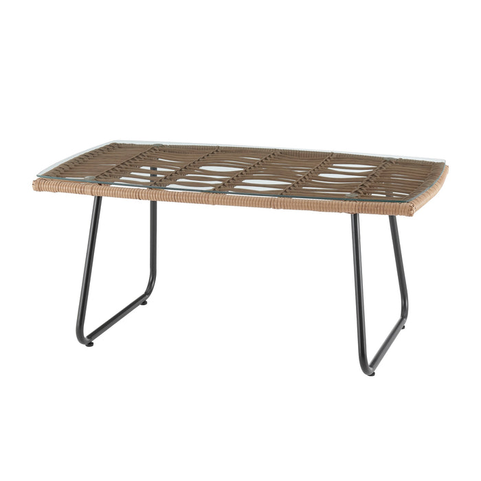 Manhattan Comfort Antibes 2.0 Steel Rattan 4-Piece Patio Conversation Set - Cream