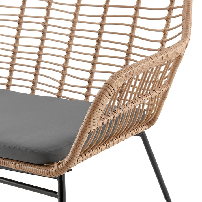 Manhattan Comfort Antibes 2.0 Steel Rattan 4-Piece Patio Conversation Set - Grey
