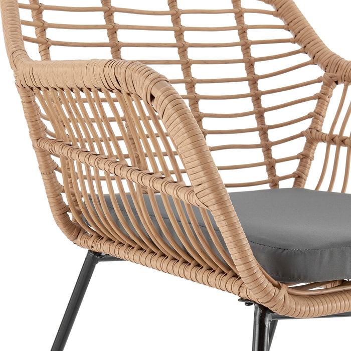 Manhattan Comfort Antibes 2.0 Steel Rattan 4-Piece Patio Conversation Set - Grey