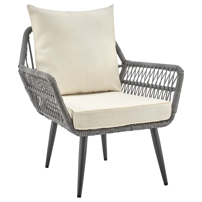 Manhattan Comfort Cannes Rope Wicker 3-Piece Patio Conversation Set - Cream