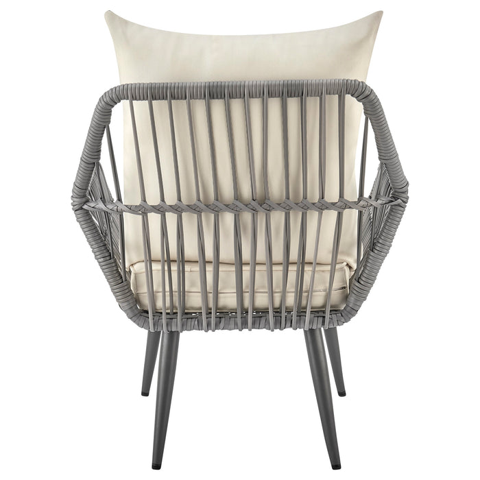 Manhattan Comfort Cannes Rope Wicker 3-Piece Patio Conversation Set - Cream