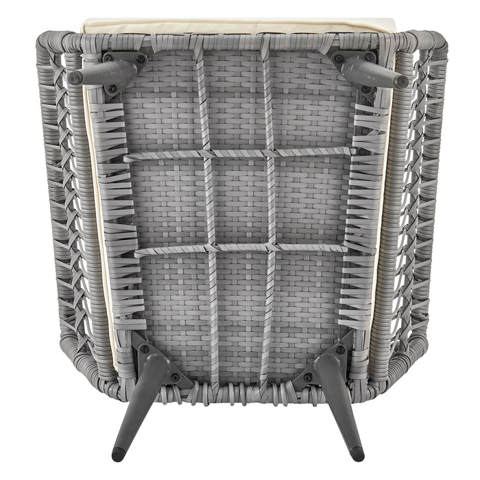 Manhattan Comfort Cannes Rope Wicker 3-Piece Patio Conversation Set - Cream