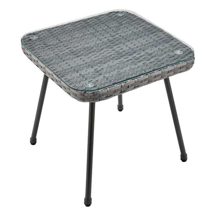 Manhattan Comfort Cannes Rope Wicker 3-Piece Patio Conversation Set - Cream