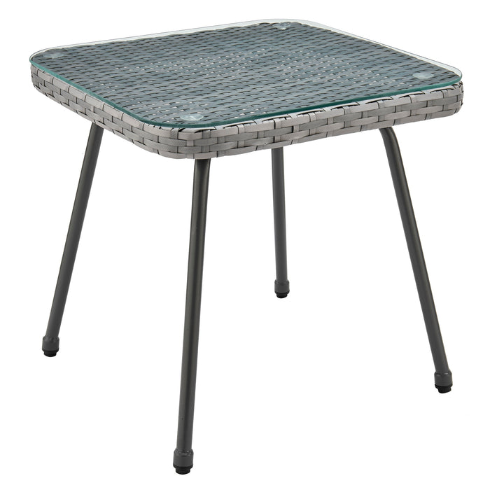 Manhattan Comfort Cannes Rope Wicker 3-Piece Patio Conversation Set - Grey