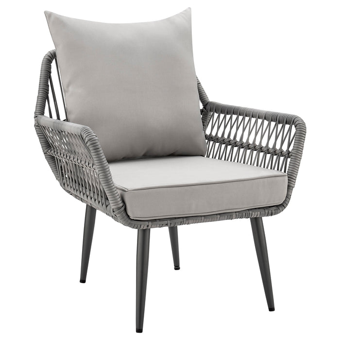 Manhattan Comfort Cannes Rope Wicker 3-Piece Patio Conversation Set - Grey