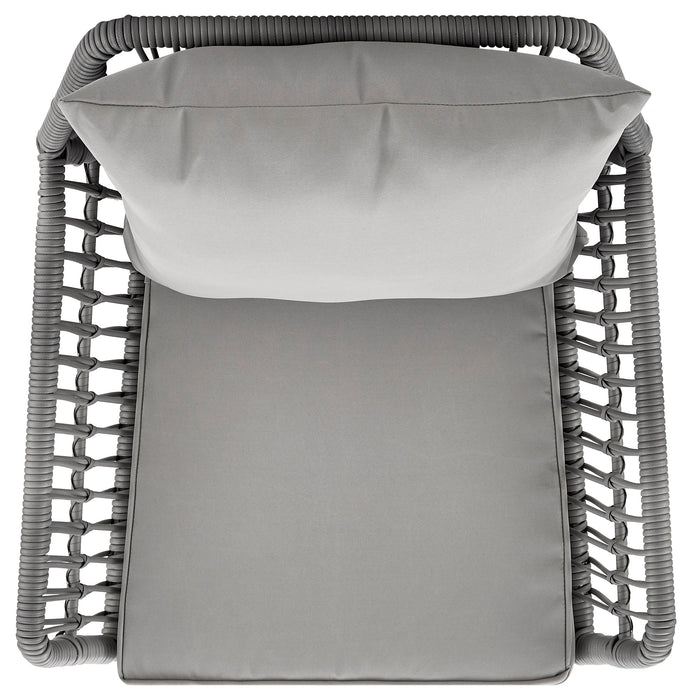 Manhattan Comfort Cannes Rope Wicker 3-Piece Patio Conversation Set - Grey