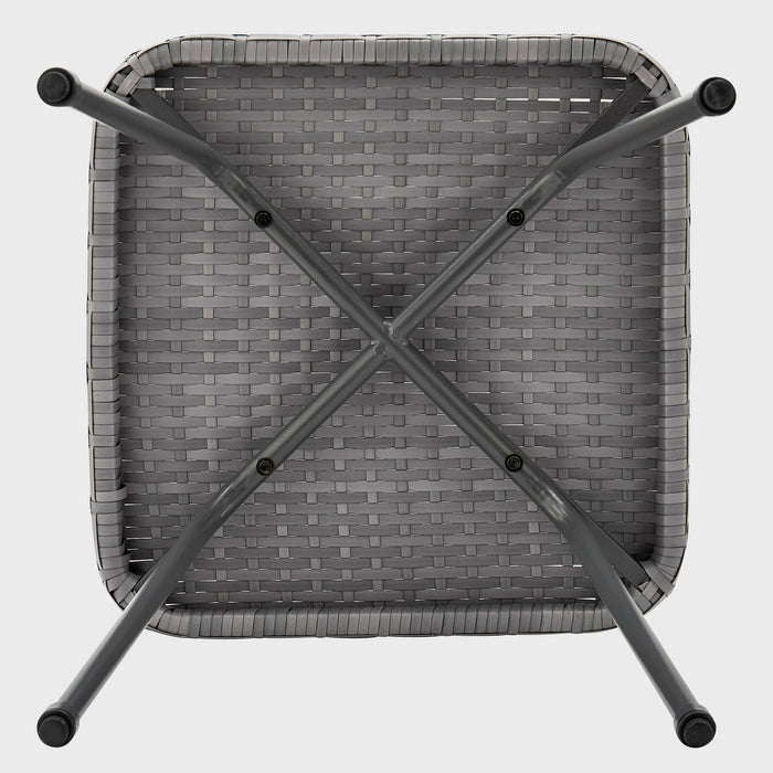 Manhattan Comfort Cannes Rope Wicker 3-Piece Patio Conversation Set - Grey