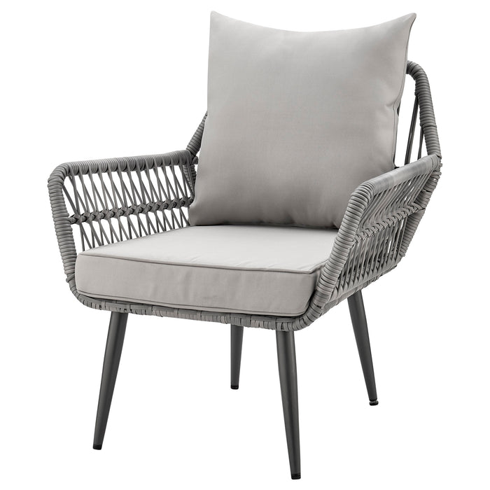 Manhattan Comfort Cannes Rope Wicker 3-Piece Patio Conversation Set - Grey