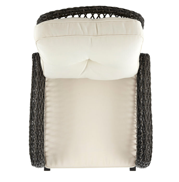 Manhattan Comfort Furttuo Steel Rattan Patio Outdoor Rocking Chair - Cream