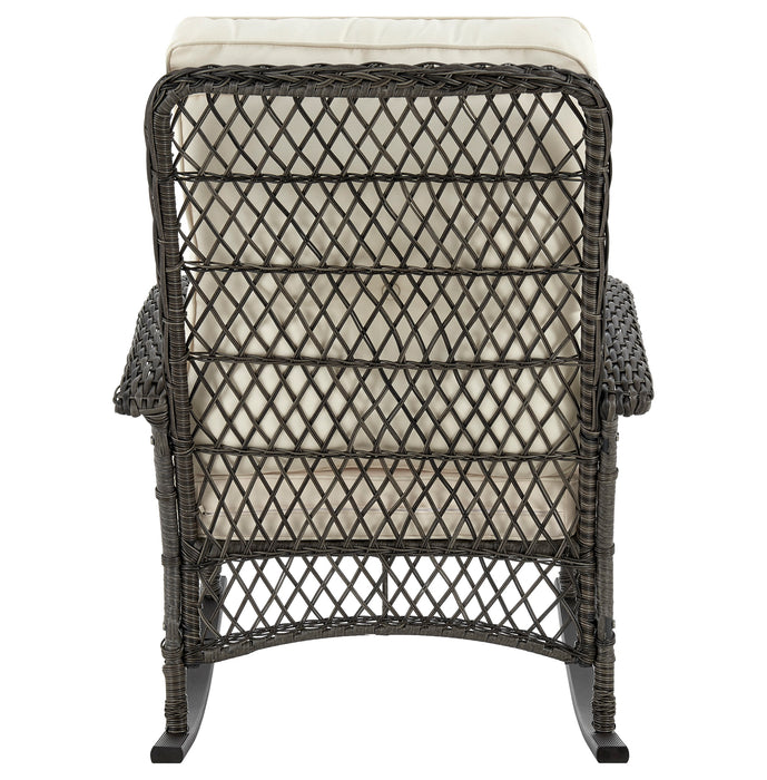 Manhattan Comfort Furttuo Steel Rattan Patio Outdoor Rocking Chair - Cream