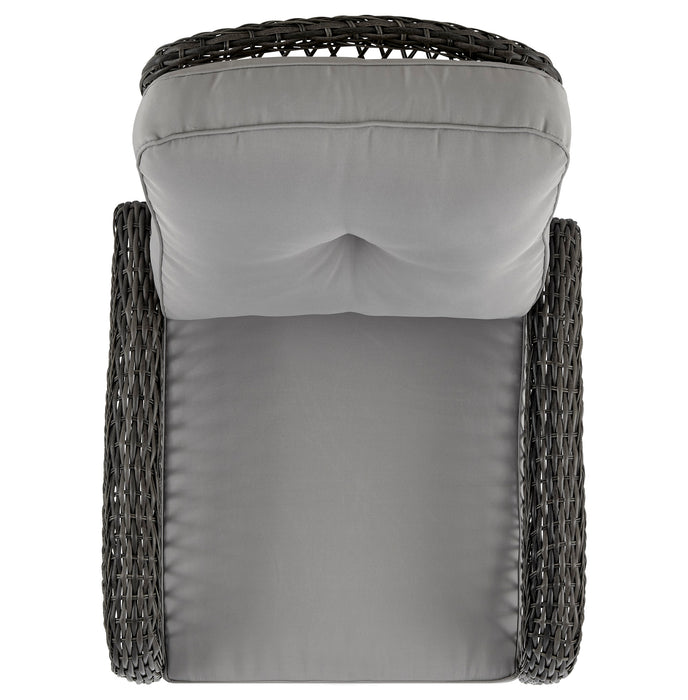 Manhattan Comfort Furttuo Steel Rattan Patio Outdoor Rocking Chair with Cushions - Grey