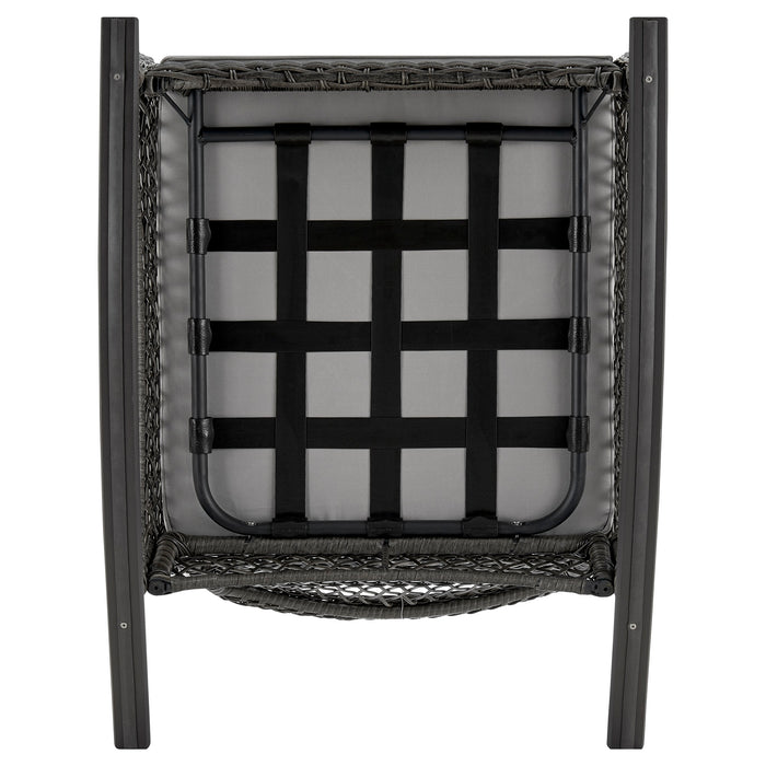 Manhattan Comfort Furttuo Steel Rattan Patio Outdoor Rocking Chair with Cushions - Grey