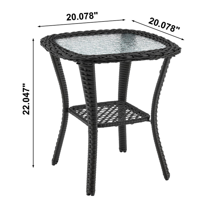 Manhattan Comfort Fruttuo Swivel Steel Rattan 3-Piece Patio Conversation Set - Cream