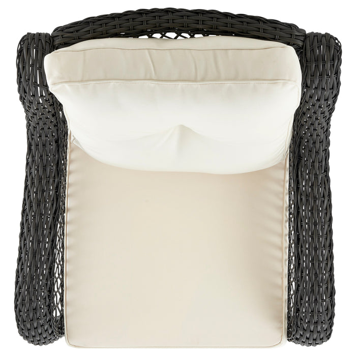 Manhattan Comfort Fruttuo Swivel Steel Rattan 3-Piece Patio Conversation Set - Cream