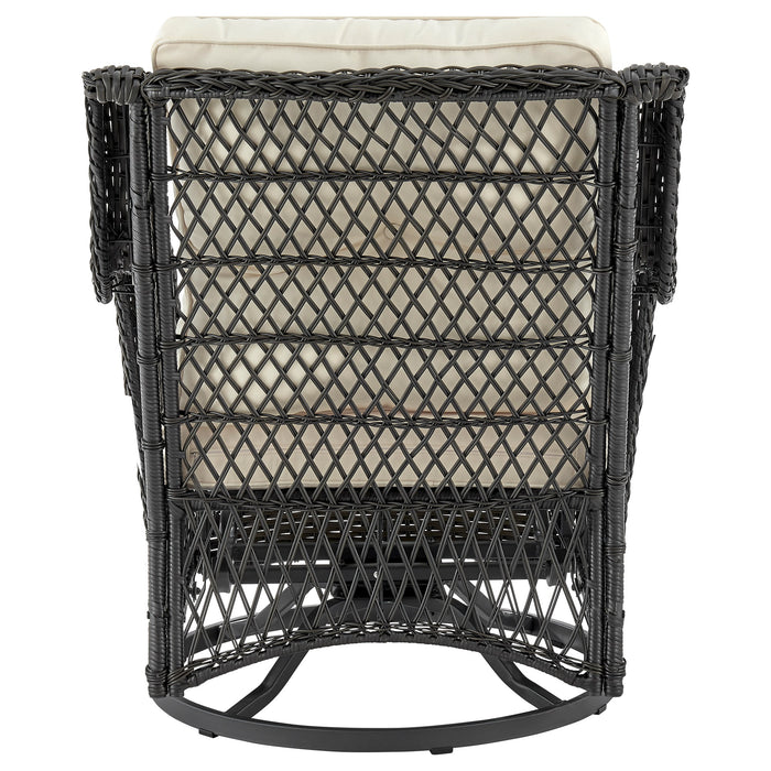 Manhattan Comfort Fruttuo Swivel Steel Rattan 3-Piece Patio Conversation Set - Cream