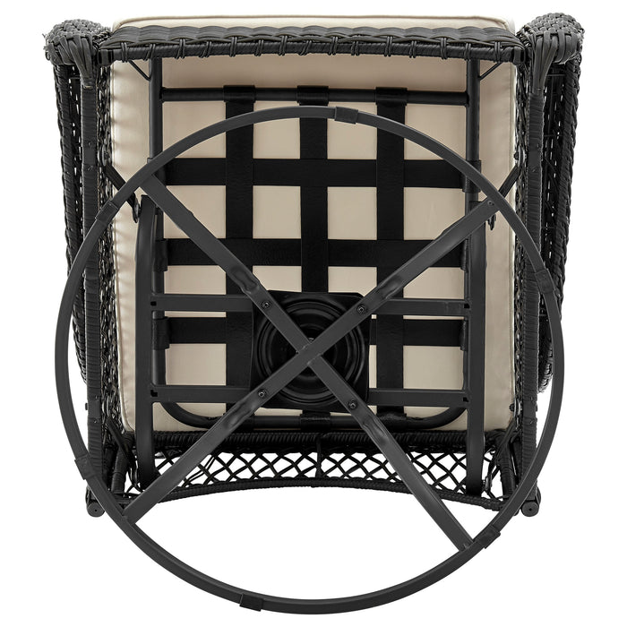 Manhattan Comfort Fruttuo Swivel Steel Rattan 3-Piece Patio Conversation Set - Cream