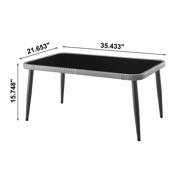 Manhattan Comfort Portofino Rope Wicker 4-Piece Patio Conversation Set with Cushions - Cream