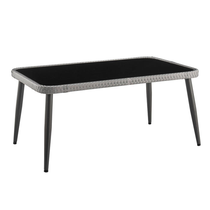 Manhattan Comfort Portofino Rope Wicker 4-Piece Patio Conversation Set with Cushions - Cream