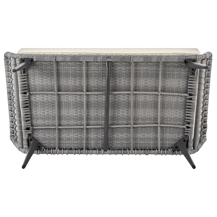 Manhattan Comfort Portofino Rope Wicker 4-Piece Patio Conversation Set with Cushions - Cream