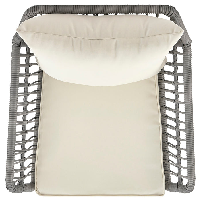 Manhattan Comfort Portofino Rope Wicker 4-Piece Patio Conversation Set with Cushions - Cream