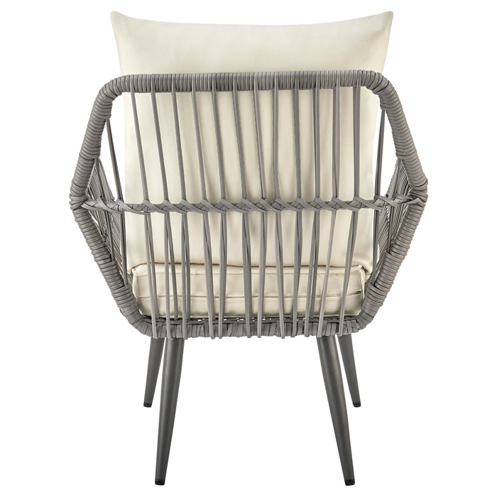 Manhattan Comfort Portofino Rope Wicker 4-Piece Patio Conversation Set with Cushions - Cream