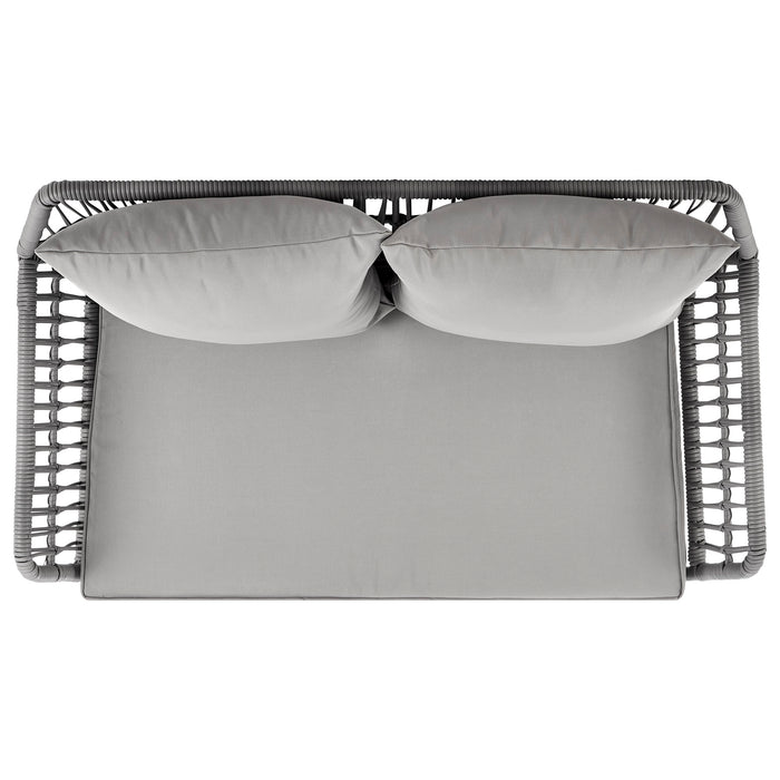 Manhattan Comfort Portofino Rope Wicker 4-Piece Patio Conversation Set - Grey