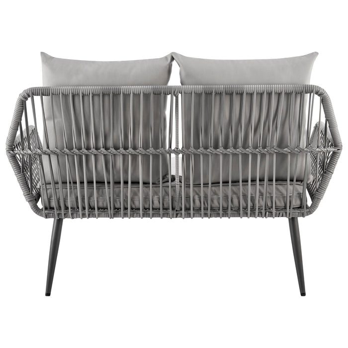 Manhattan Comfort Portofino Rope Wicker 4-Piece Patio Conversation Set - Grey