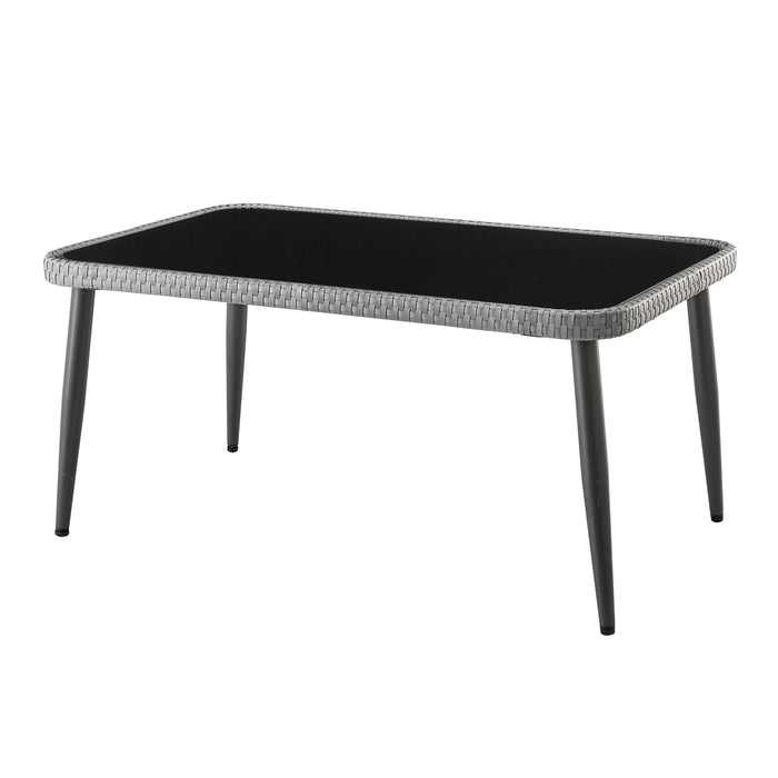 Manhattan Comfort Portofino Rope Wicker 4-Piece Patio Conversation Set - Grey