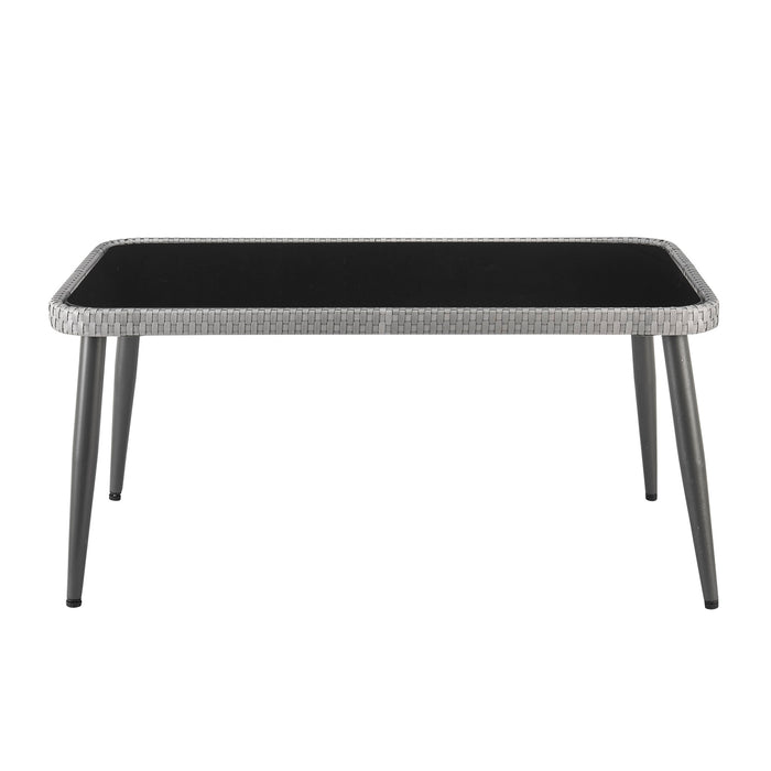 Manhattan Comfort Portofino Rope Wicker 4-Piece Patio Conversation Set - Grey