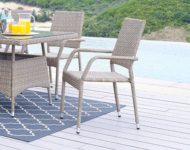 Manhattan Comfort Genoa Patio Dining Armchair - Tan Weave