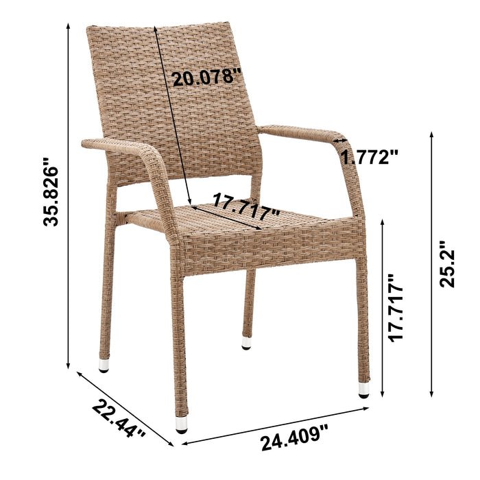 Manhattan Comfort Genoa Patio Dining Armchair - Tan Weave
