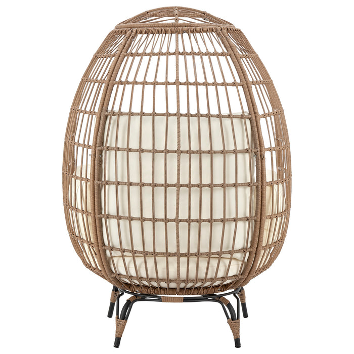 Manhattan Comfort Spezia Freestanding Steel & Rattan Patio Outdoor Egg Chair - Cream