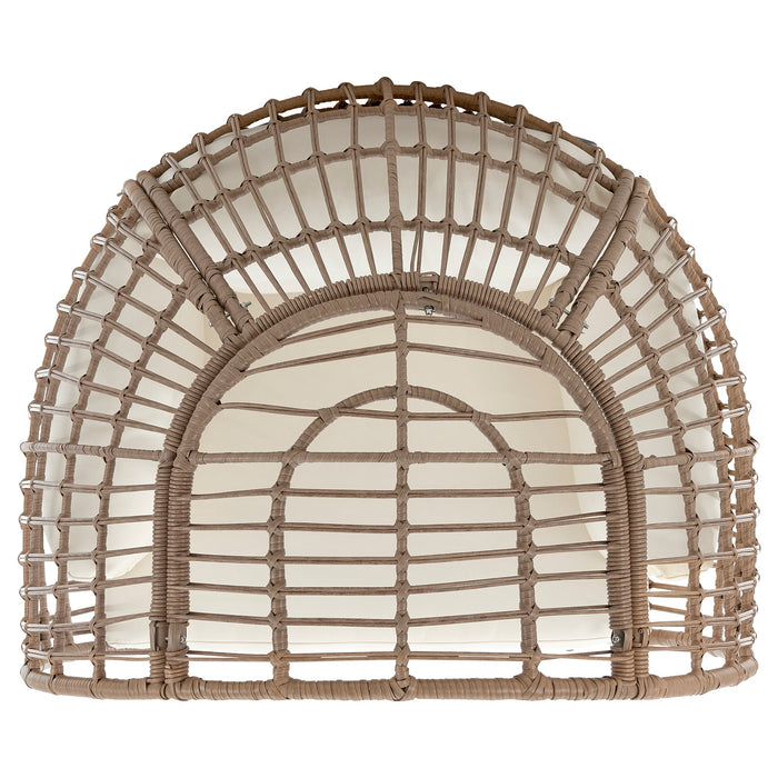 Manhattan Comfort Spezia Freestanding Steel & Rattan Patio Outdoor Egg Chair - Cream