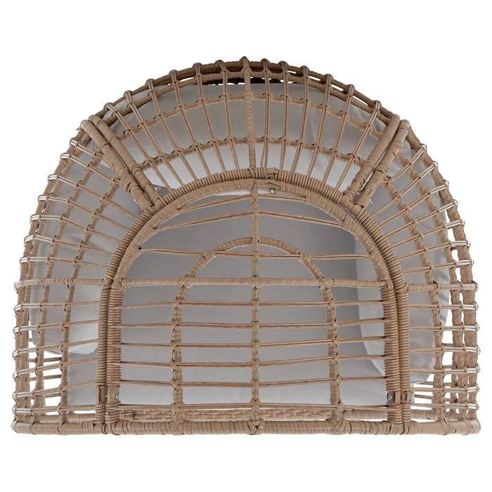 Manhattan Comfort Spezia Freestanding Steel & Rattan Patio Outdoor Egg Chair with Cushions - Grey