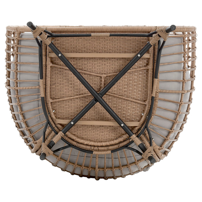 Manhattan Comfort Spezia Freestanding Steel & Rattan Patio Outdoor Egg Chair with Cushions - Grey