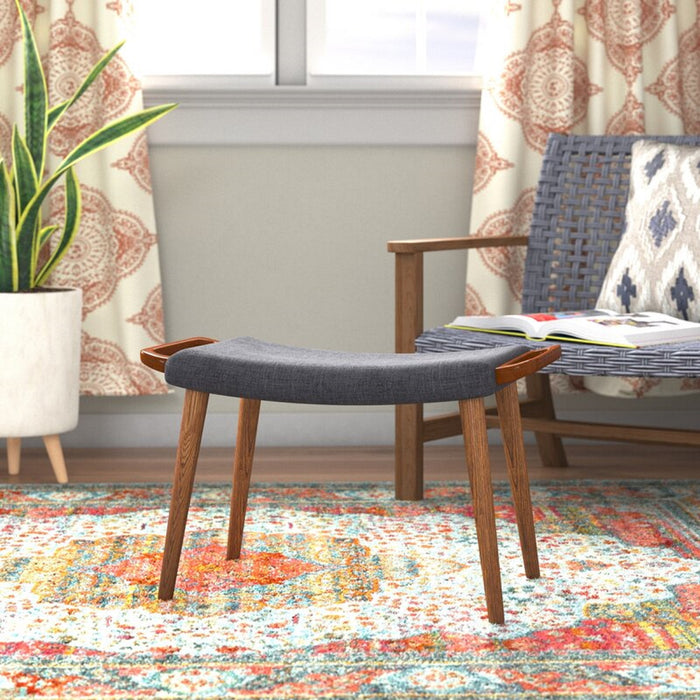 Manhattan Comfort Geta Ottoman - Charcoal & Antique Walnut