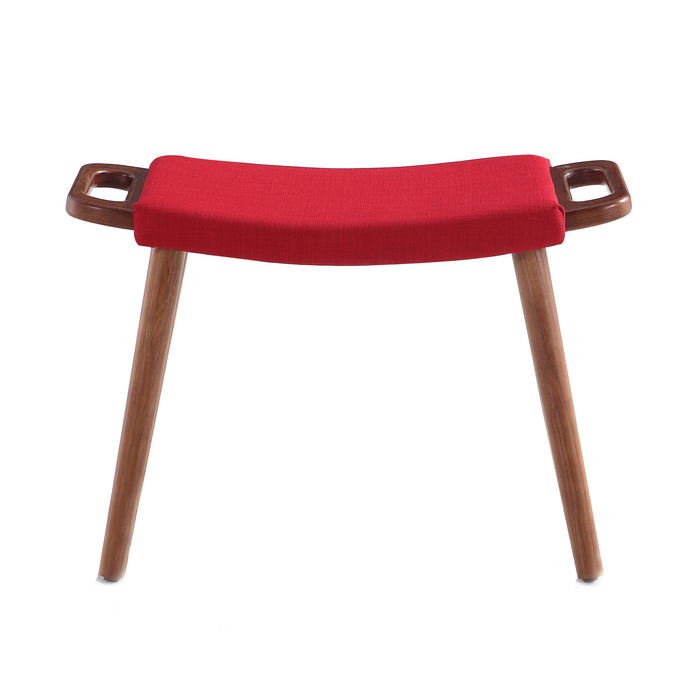 Manhattan Comfort Geta Ottoman - Red & Antique Walnut